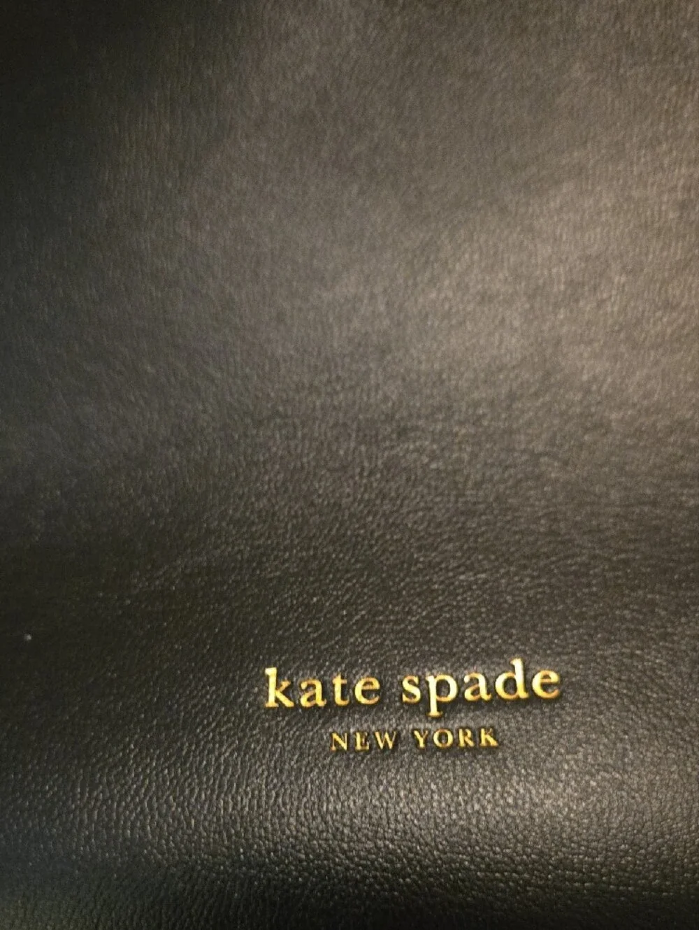 kate spade Black Leather Shoulder Tote with Gold Logo